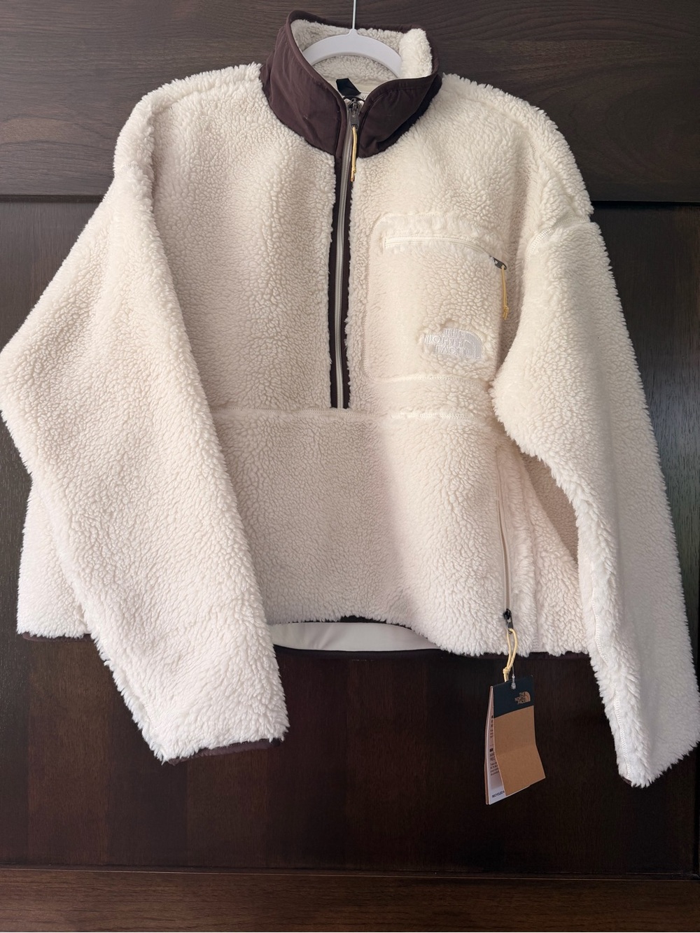 The North Face White Sherpa Quarter Zip Pullover